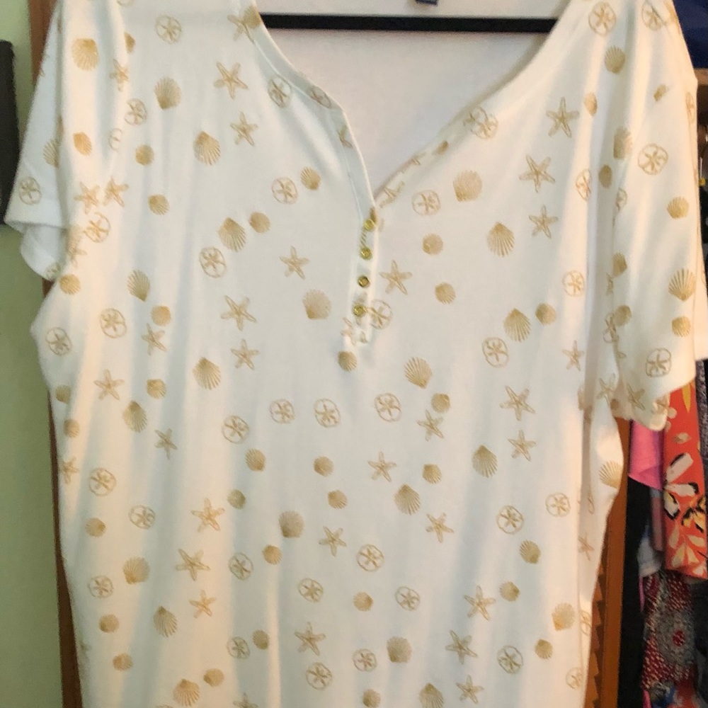 Karen Scott star fish sea shell cotton top